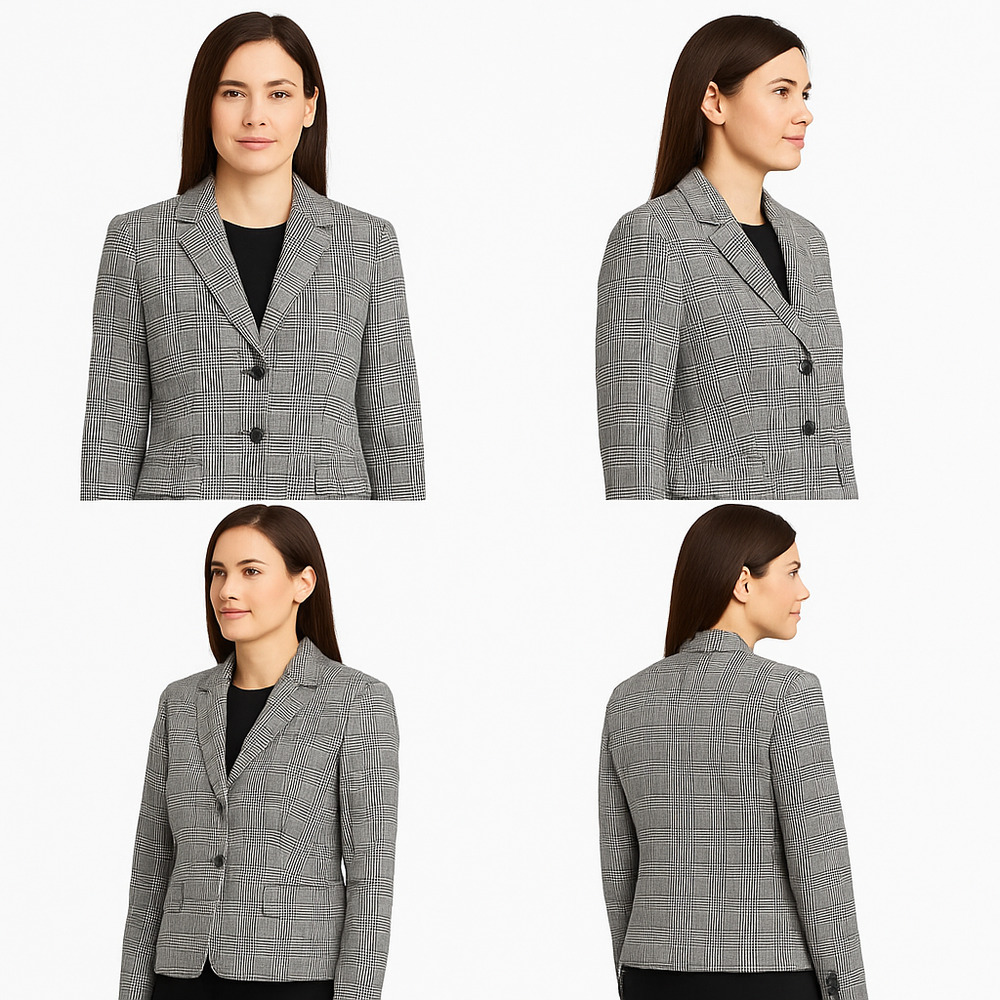 Talbots Houndstooth Blazer Women's 8 Black White Tailored Office Jacket Classic - Picture 3 of 16